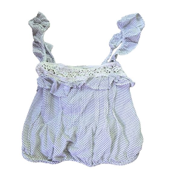 Free People Polkadot Ruffle Sleeveless Cotton Top Women's Size Medium - Picture 1 of 4